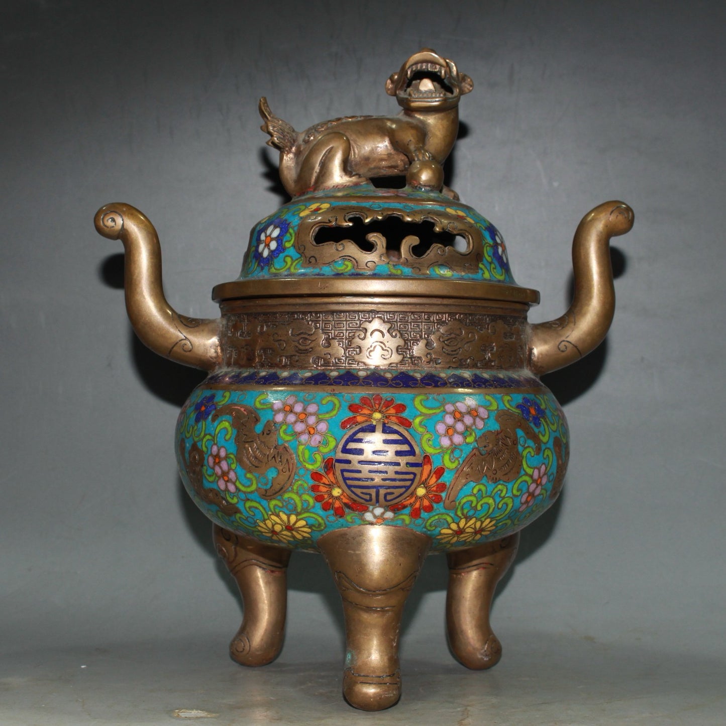 Pure copper cloisonne incense burner ornament