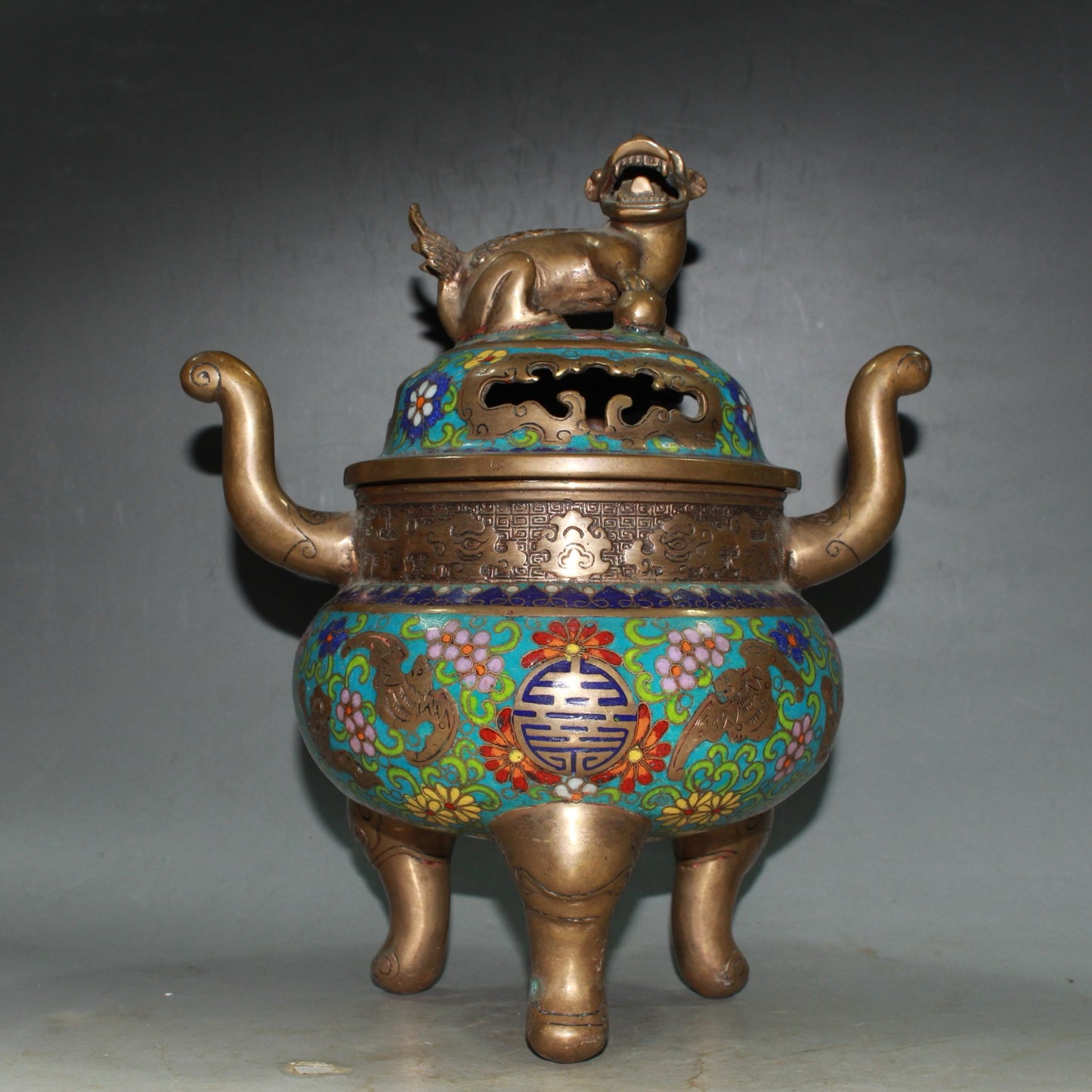 Pure copper cloisonne incense burner ornament