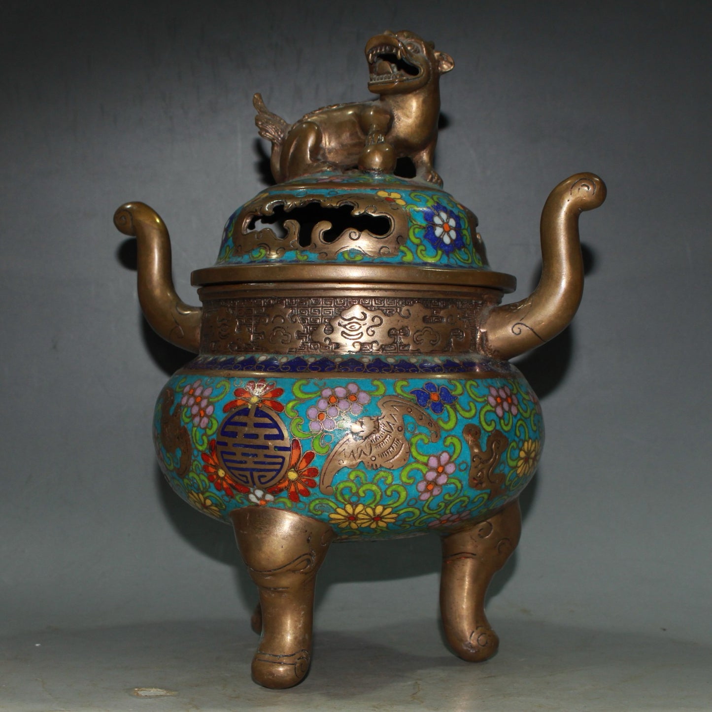 Pure copper cloisonne incense burner ornament