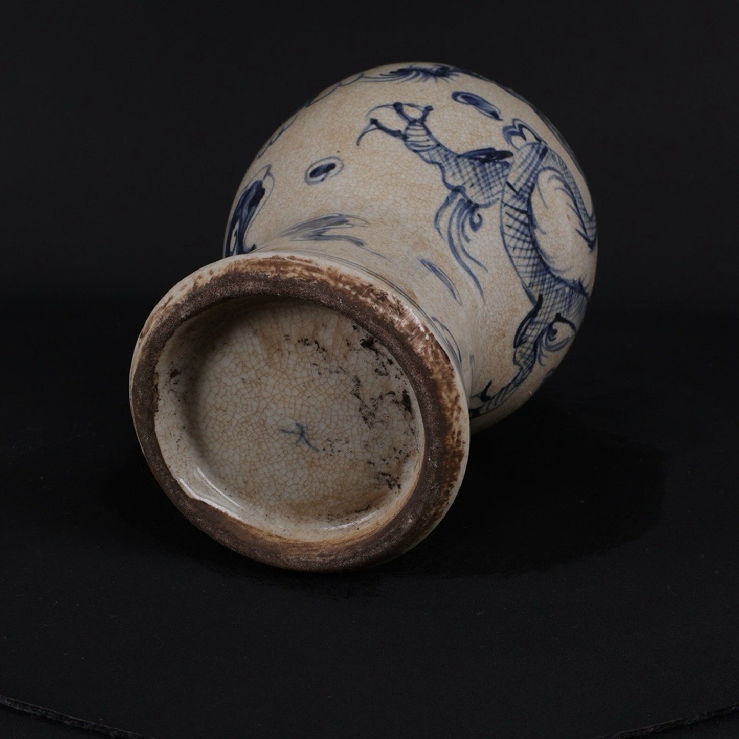Open blue and white dragon patterned plum vase