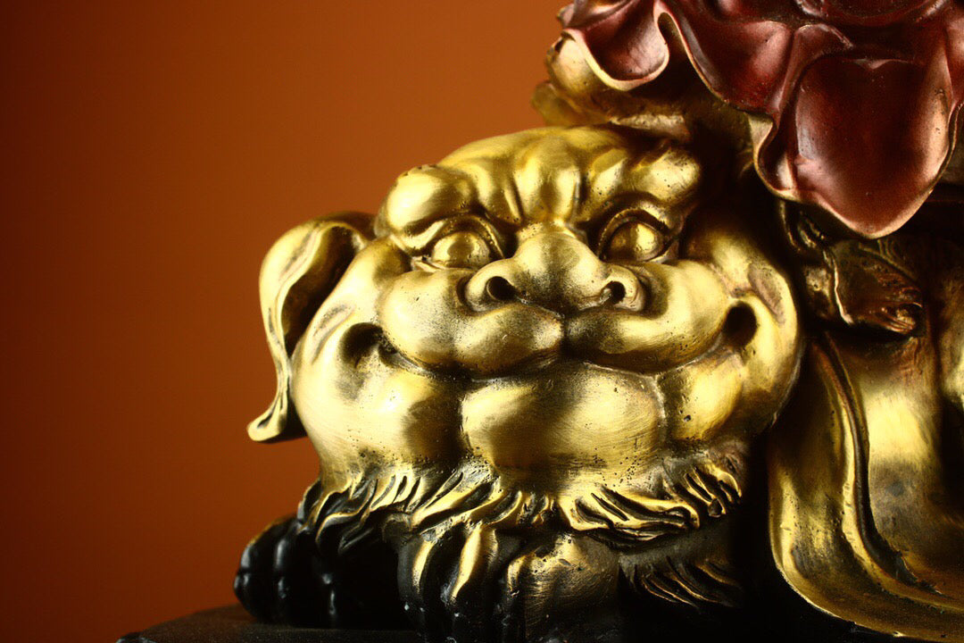Chinese Antique Pure Copper Earth Treasure Bodhisattva Buddha Statue