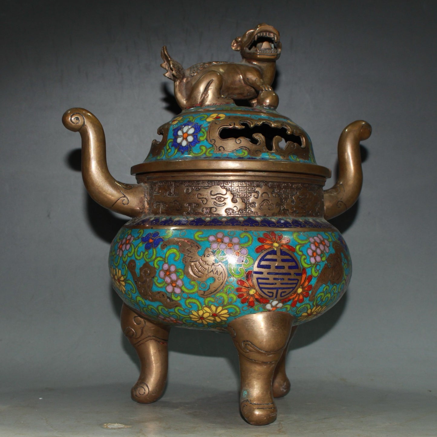 Pure copper cloisonne incense burner ornament