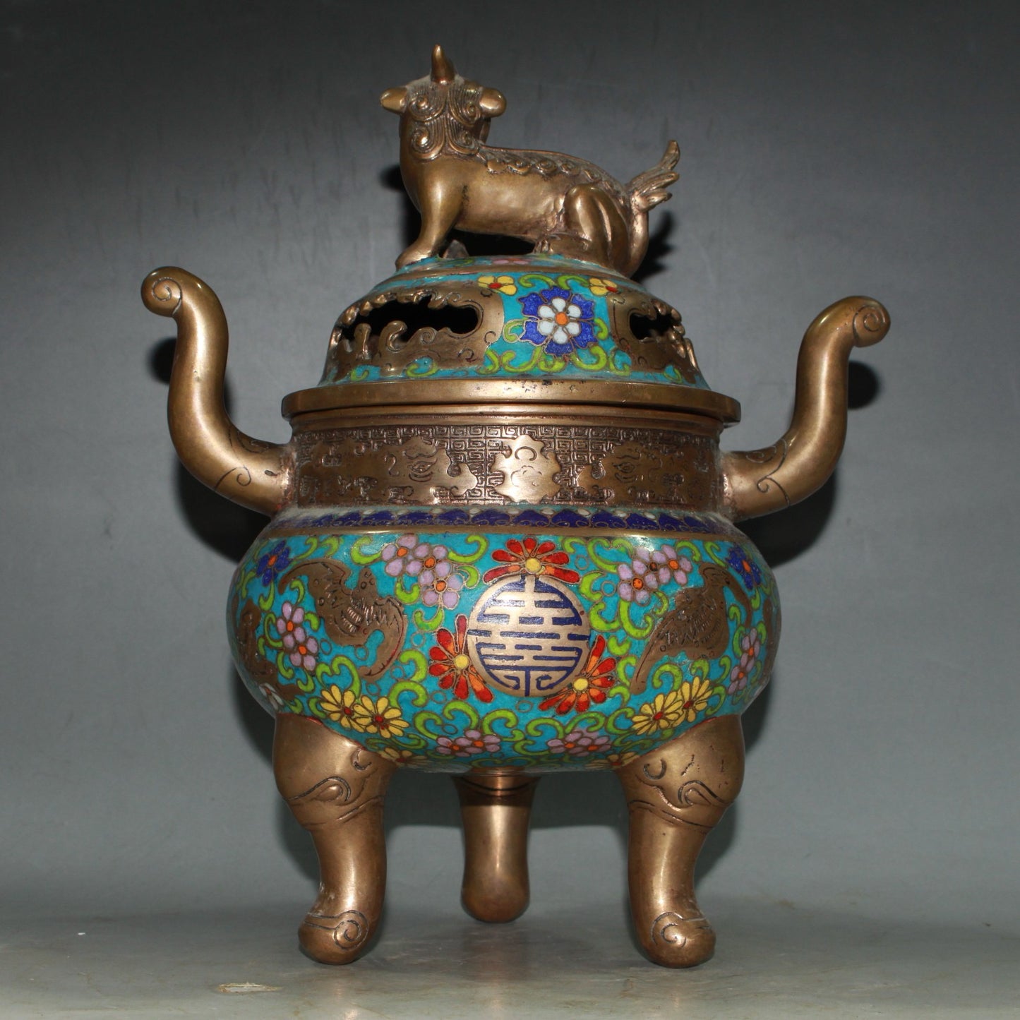 Pure copper cloisonne incense burner ornament