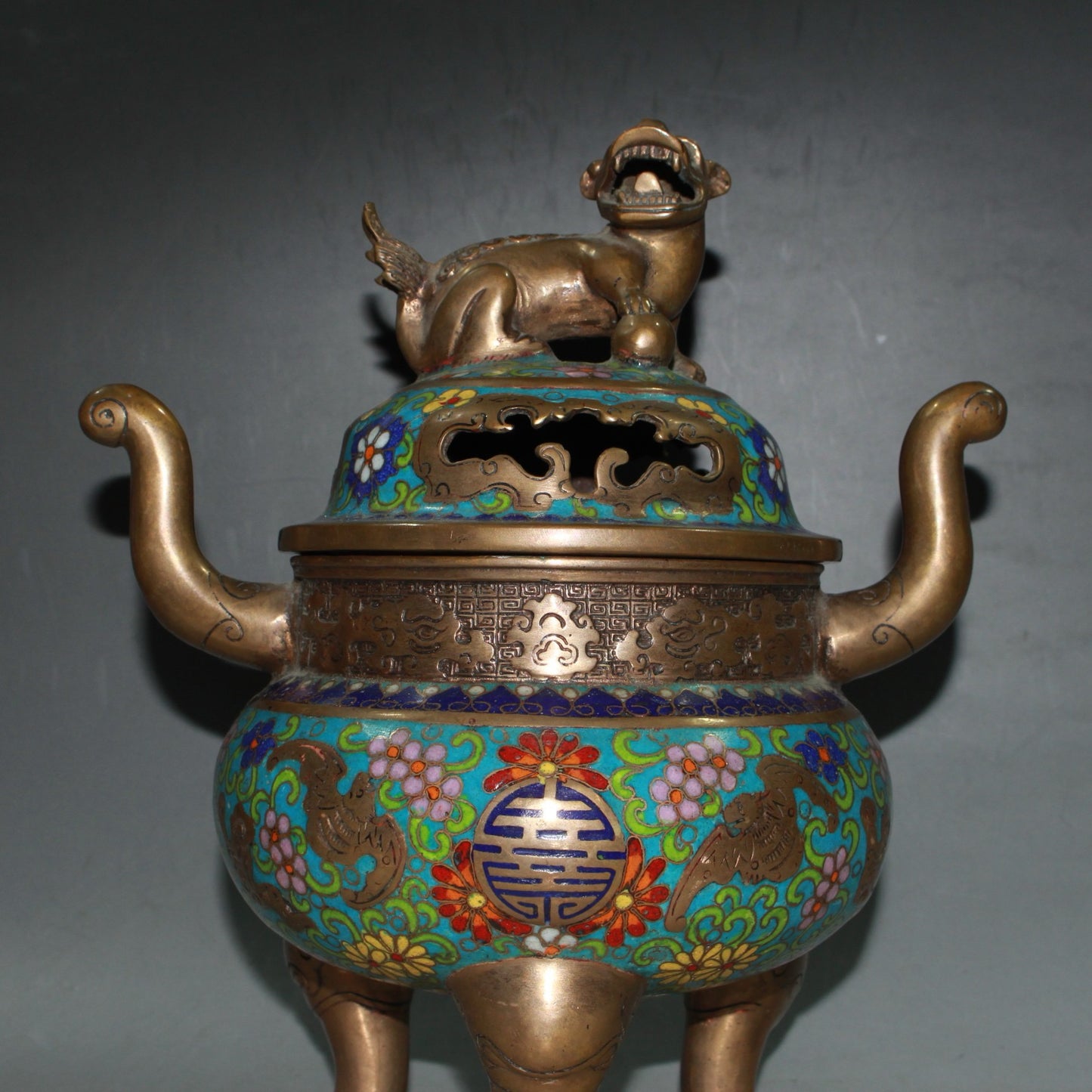 Pure copper cloisonne incense burner ornament