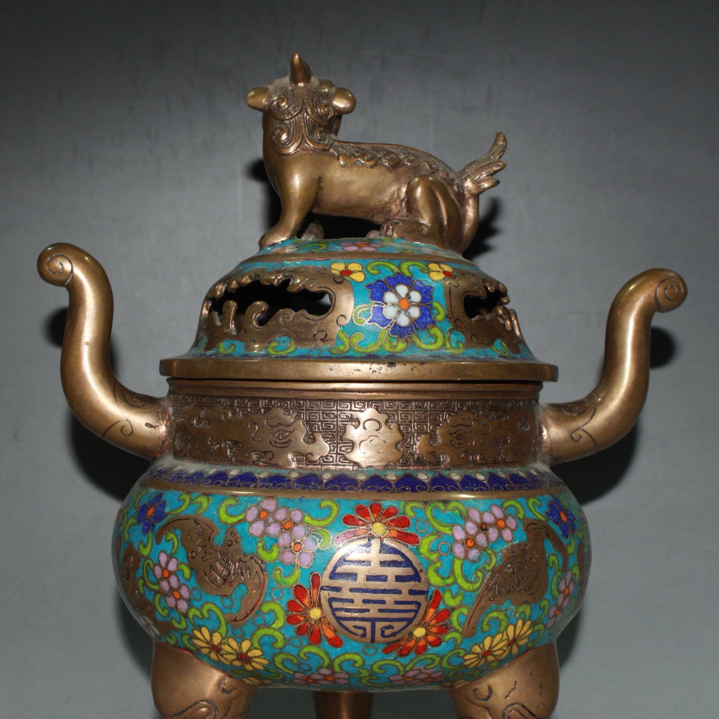 Pure copper cloisonne incense burner ornament
