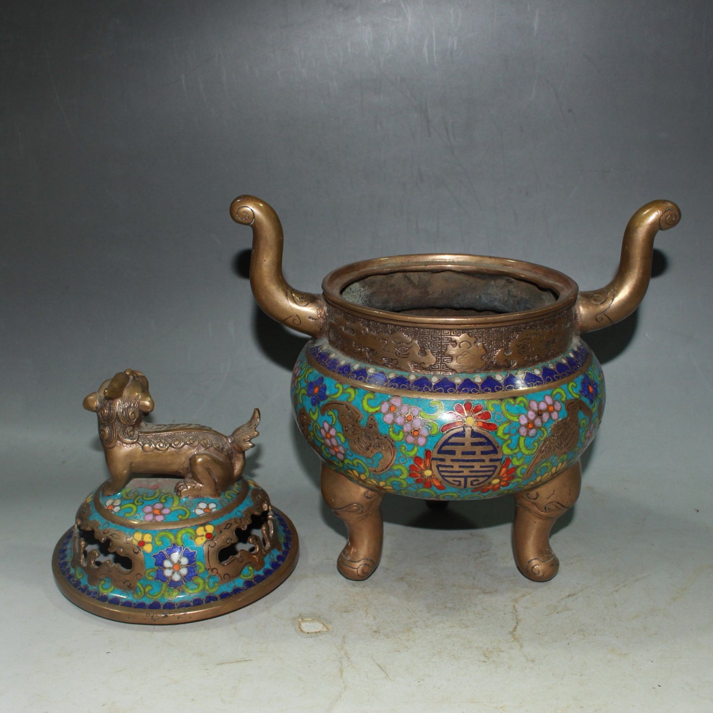Pure copper cloisonne incense burner ornament