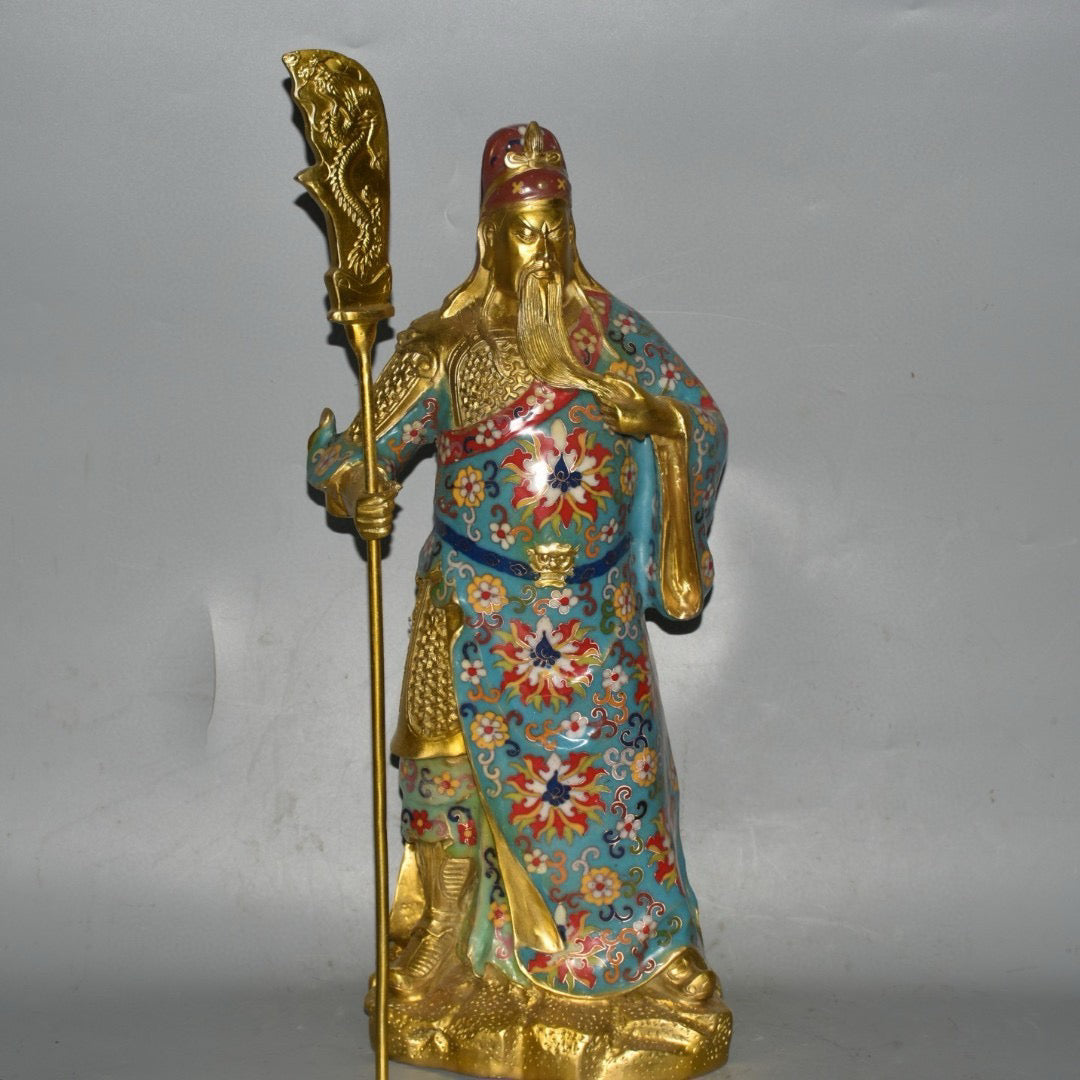 Pure copper cloisonn é Guan Gong Wu Cai Shen ornament