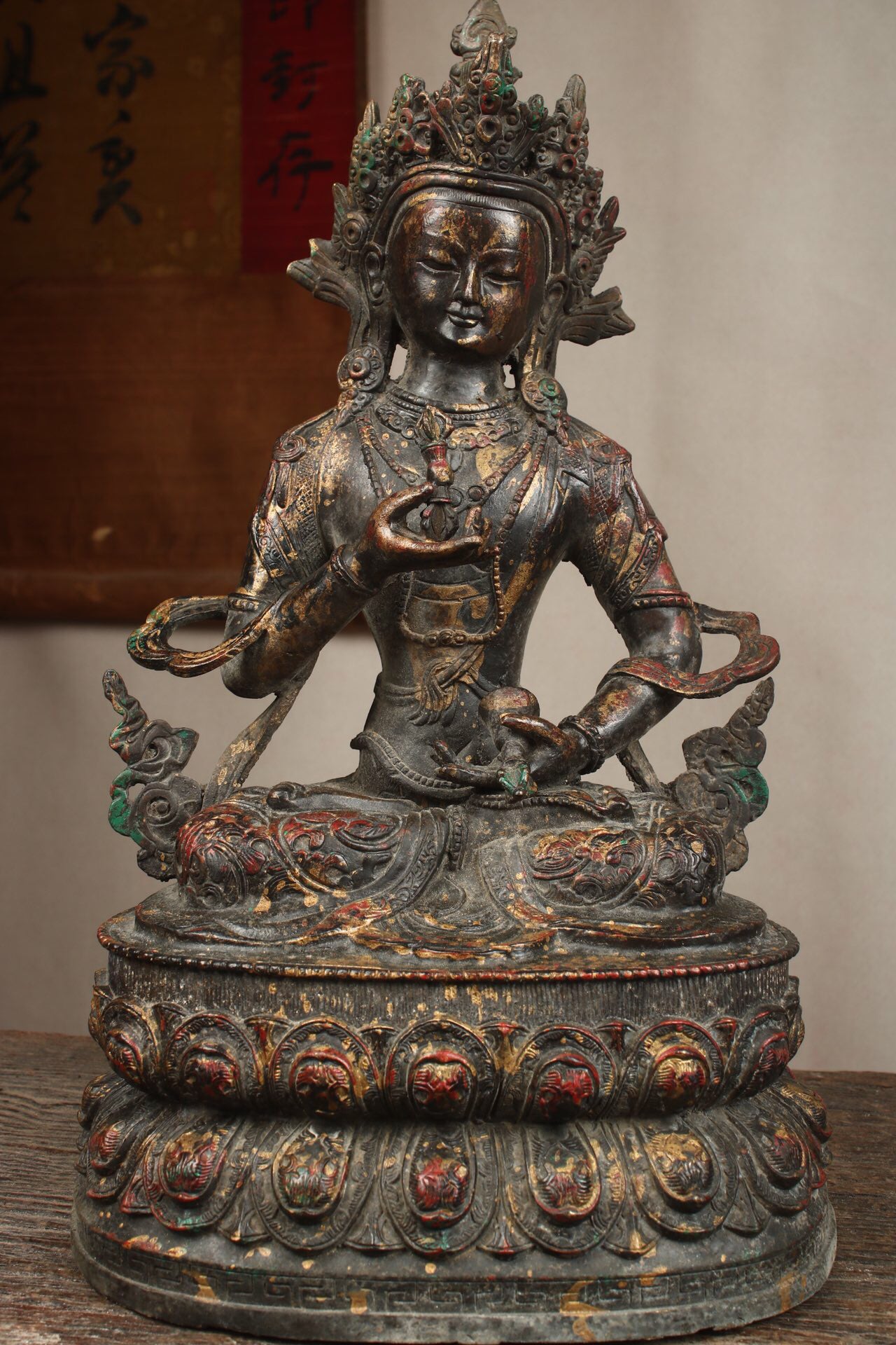 Chinese Antique Pure Copper Vajra Sutra Buddha Statue