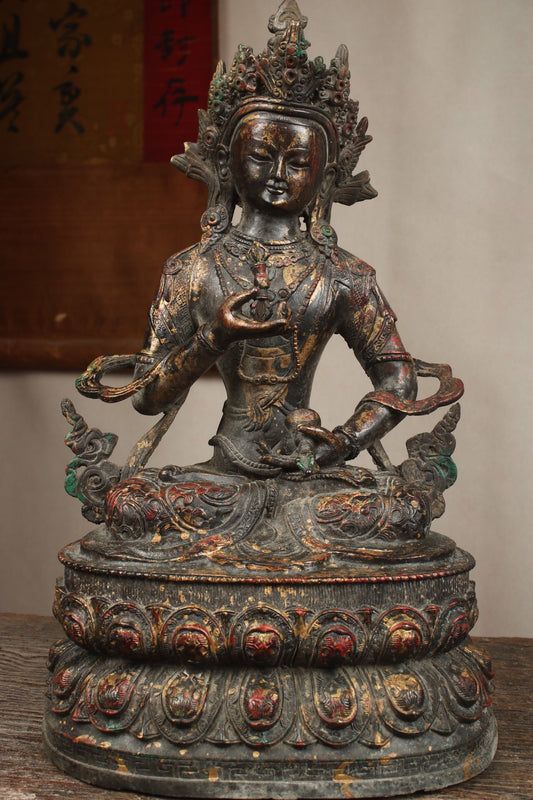 Chinese Antique Pure Copper Vajra Sutra Buddha Statue