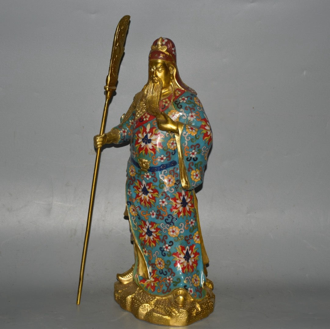 Pure copper cloisonn é Guan Gong Wu Cai Shen ornament