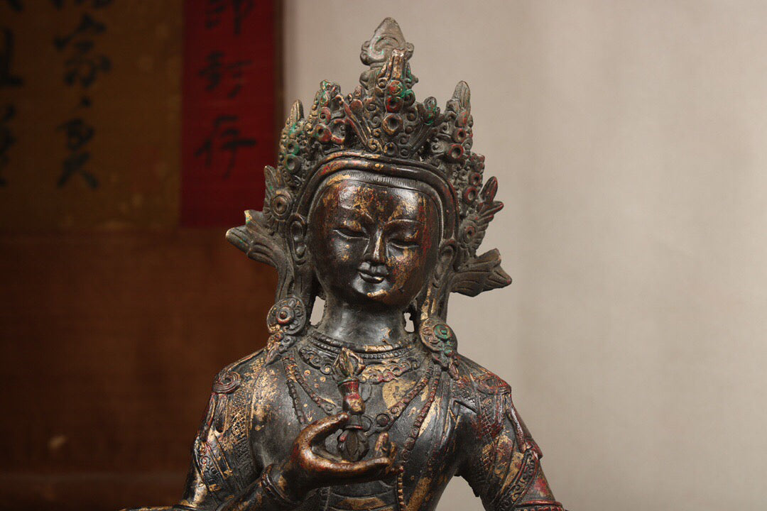 Chinese Antique Pure Copper Vajra Sutra Buddha Statue