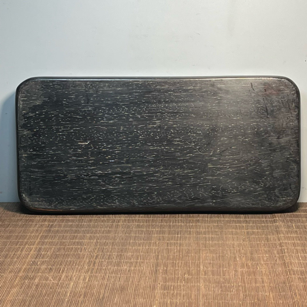 Chinese antique blood sandalwood inlaid with seashell carved tea plate ornaments