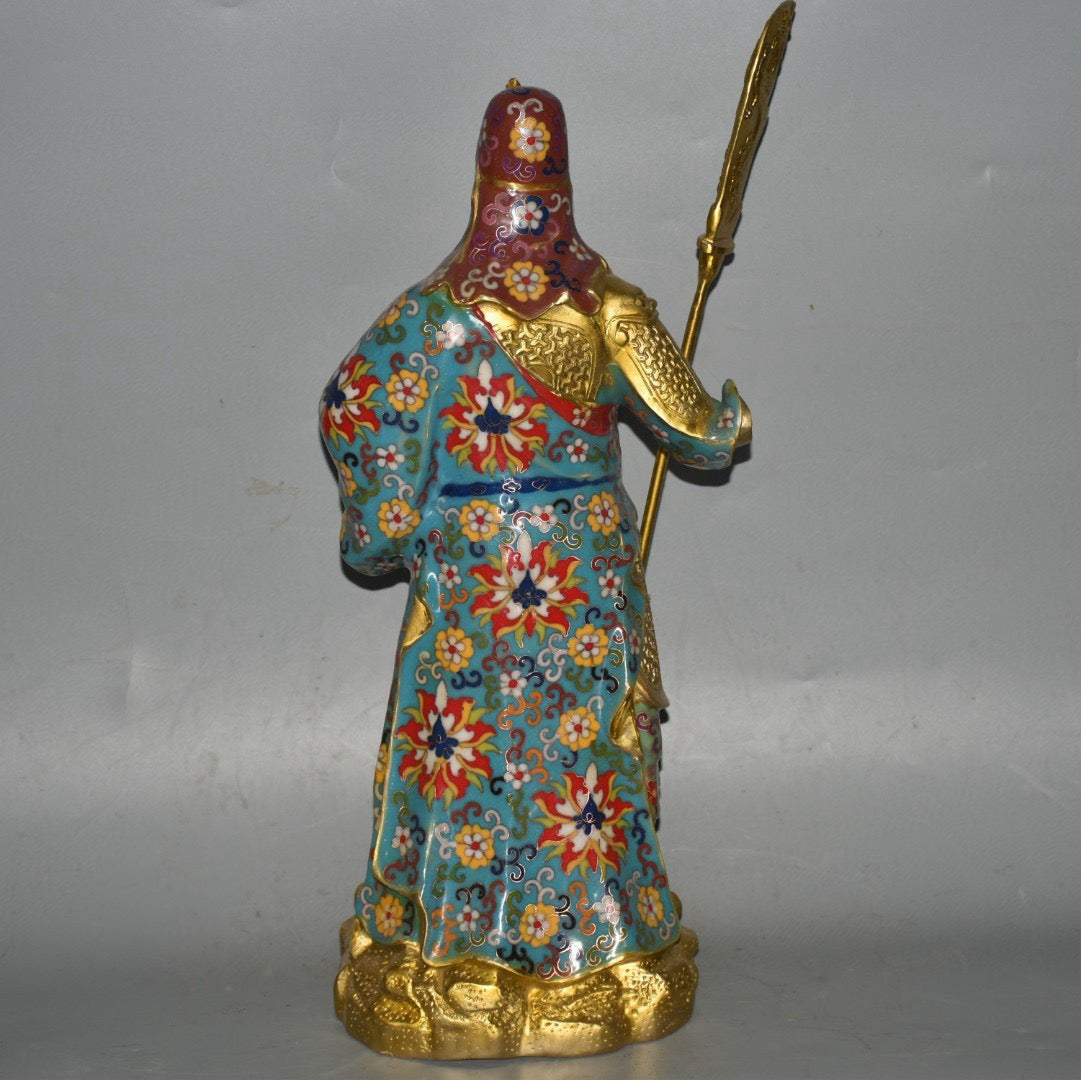 Pure copper cloisonn é Guan Gong Wu Cai Shen ornament