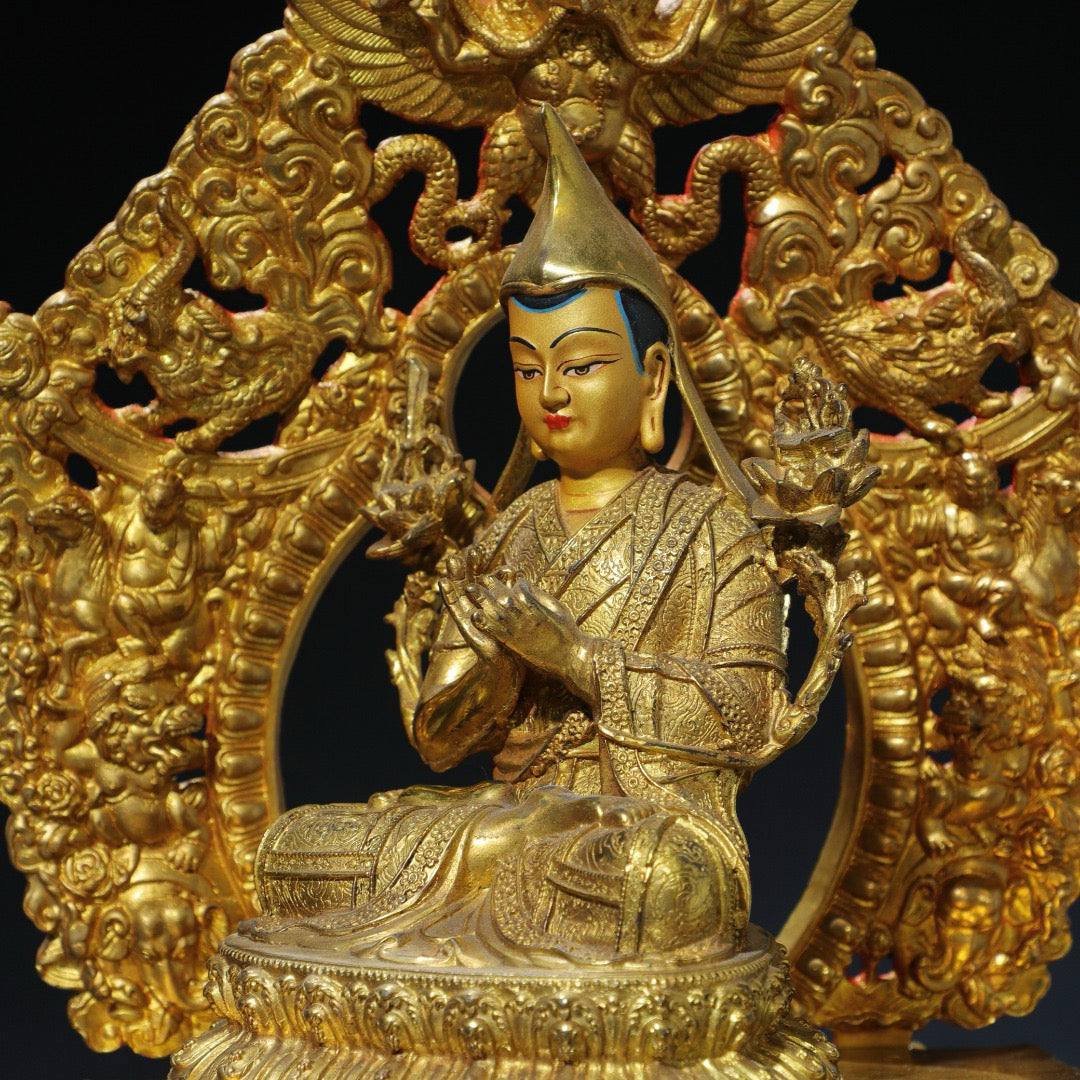 Chinese antique pure copper statue of Zongkhapa Buddha