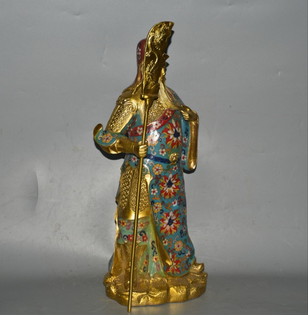 Pure copper cloisonn é Guan Gong Wu Cai Shen ornament