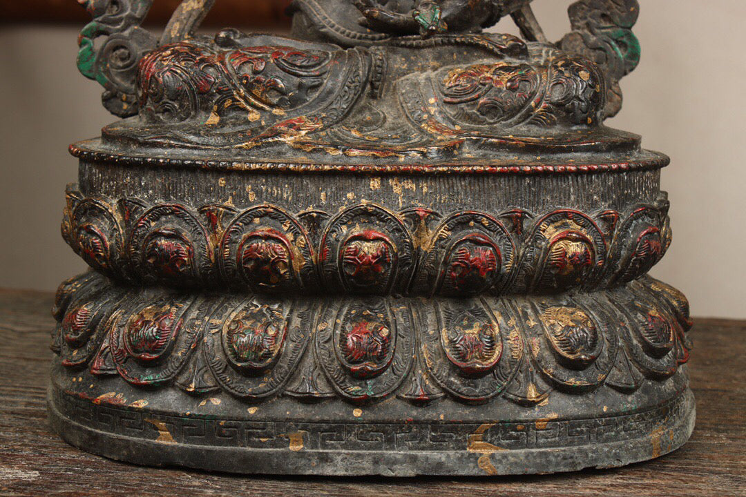Chinese Antique Pure Copper Vajra Sutra Buddha Statue