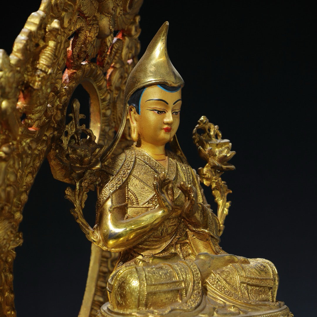 Chinese antique pure copper statue of Zongkhapa Buddha