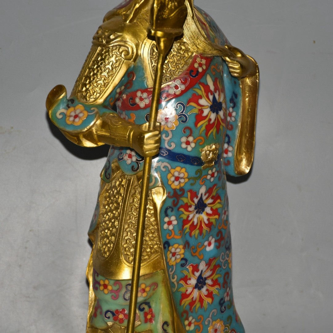 Pure copper cloisonn é Guan Gong Wu Cai Shen ornament