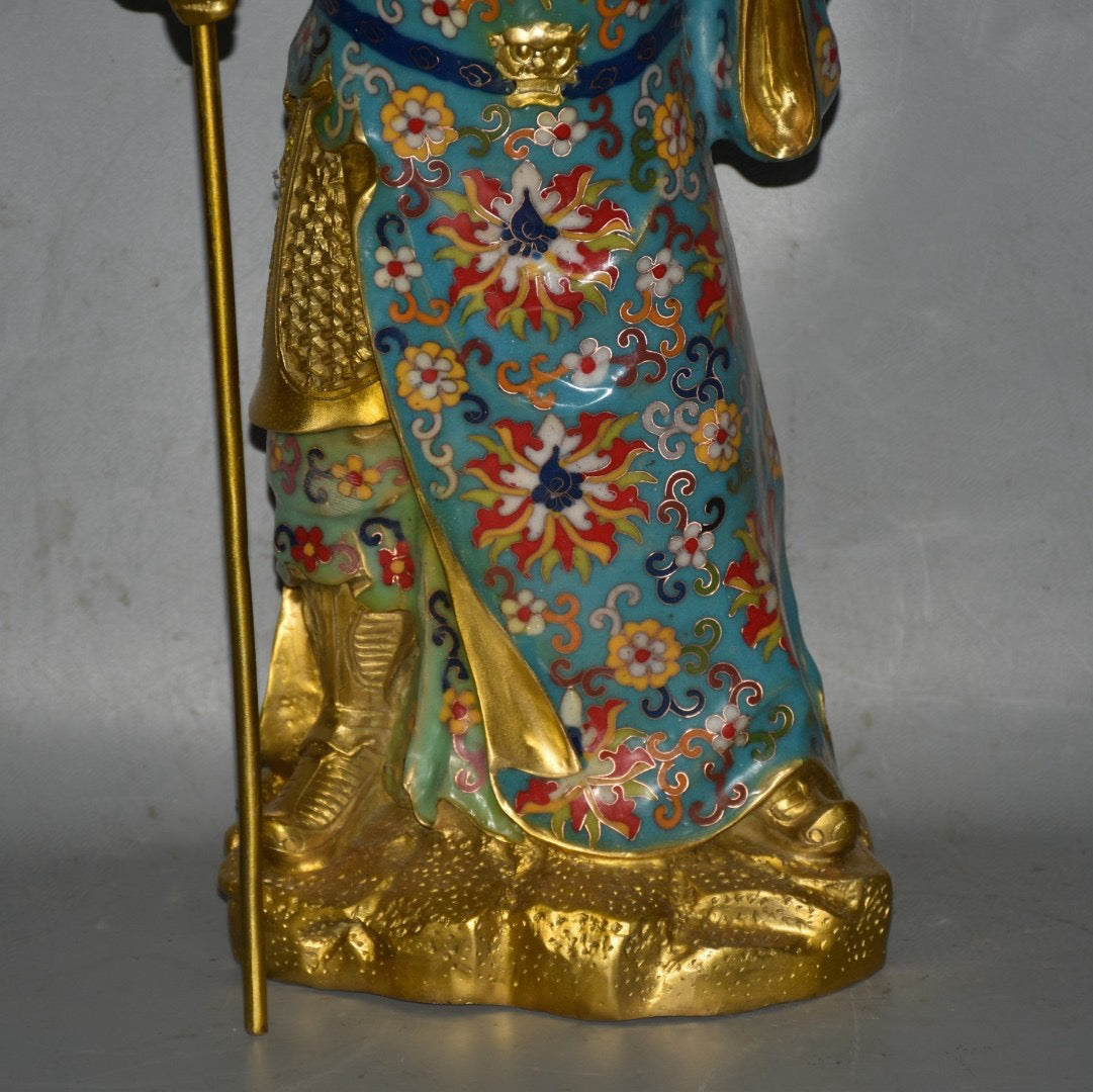 Pure copper cloisonn é Guan Gong Wu Cai Shen ornament