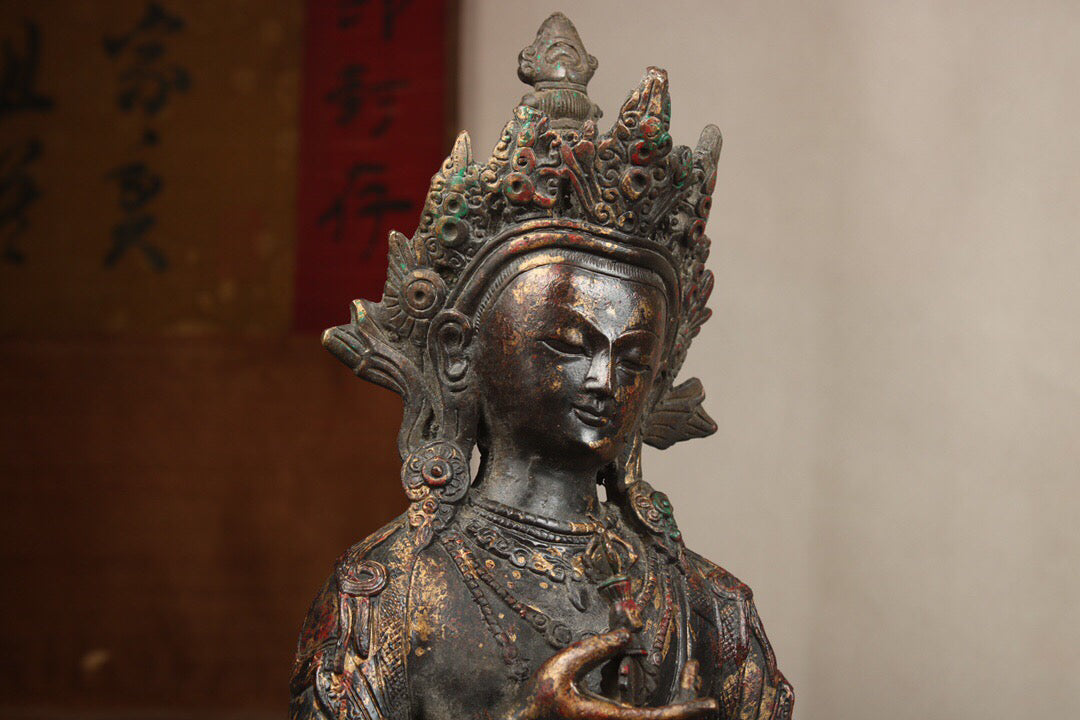 Chinese Antique Pure Copper Vajra Sutra Buddha Statue