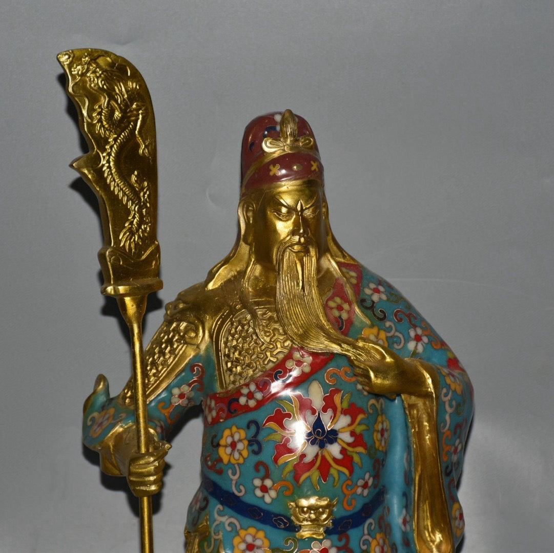 Pure copper cloisonn é Guan Gong Wu Cai Shen ornament