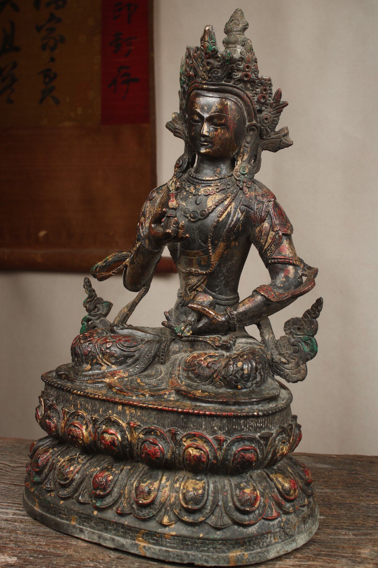 Chinese Antique Pure Copper Vajra Sutra Buddha Statue