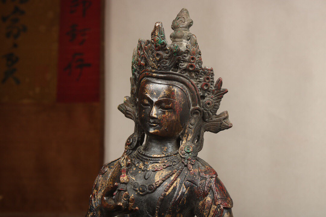 Chinese Antique Pure Copper Vajra Sutra Buddha Statue