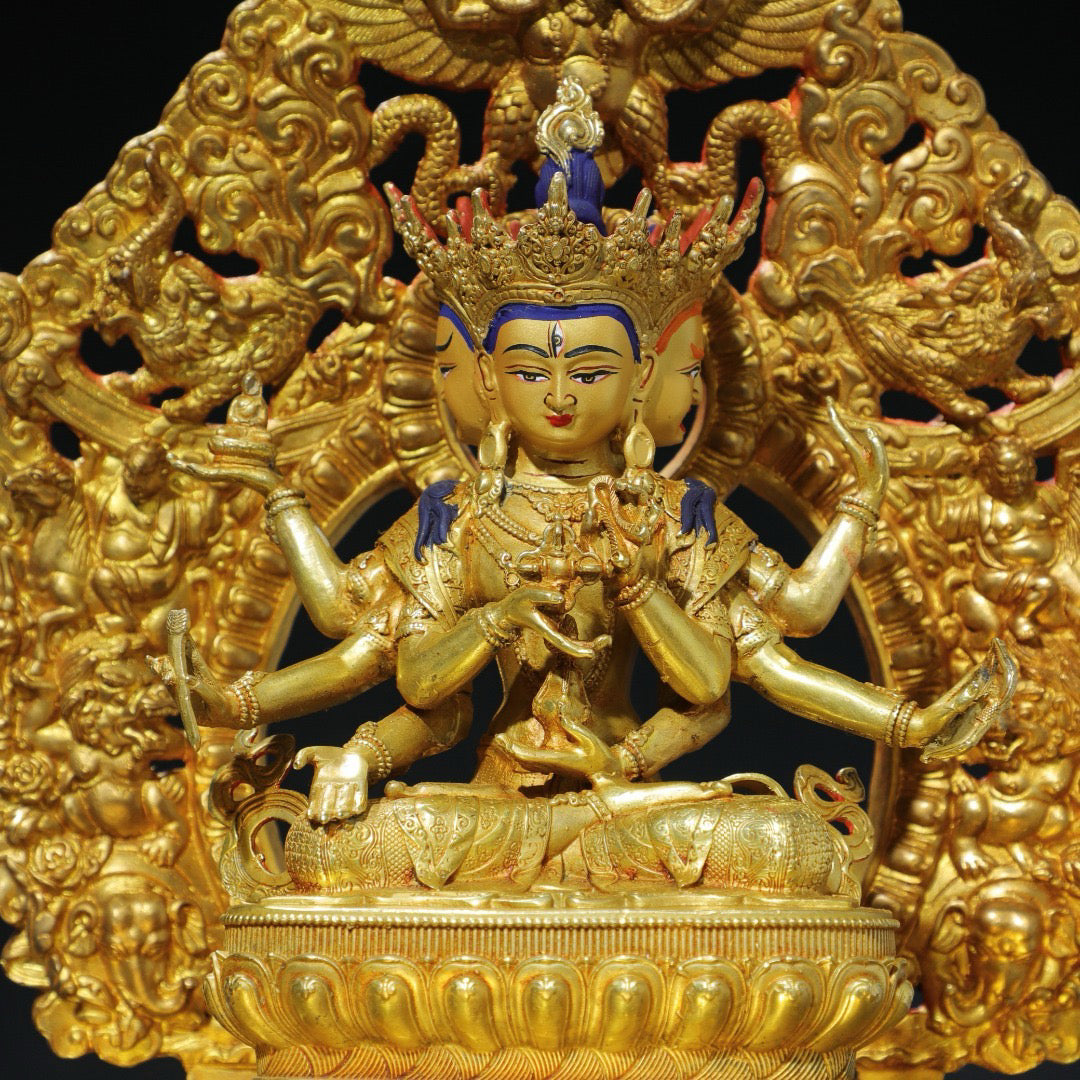 Chinese antique pure copper statue of the Holy Mother Buddha