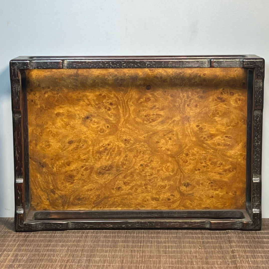 Chinese antique blood sandalwood inlaid with nanmu carving base