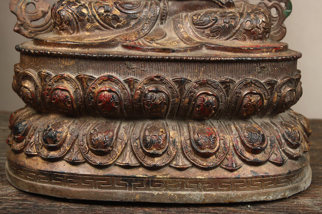 Chinese antique pure copper longevity Buddha statue