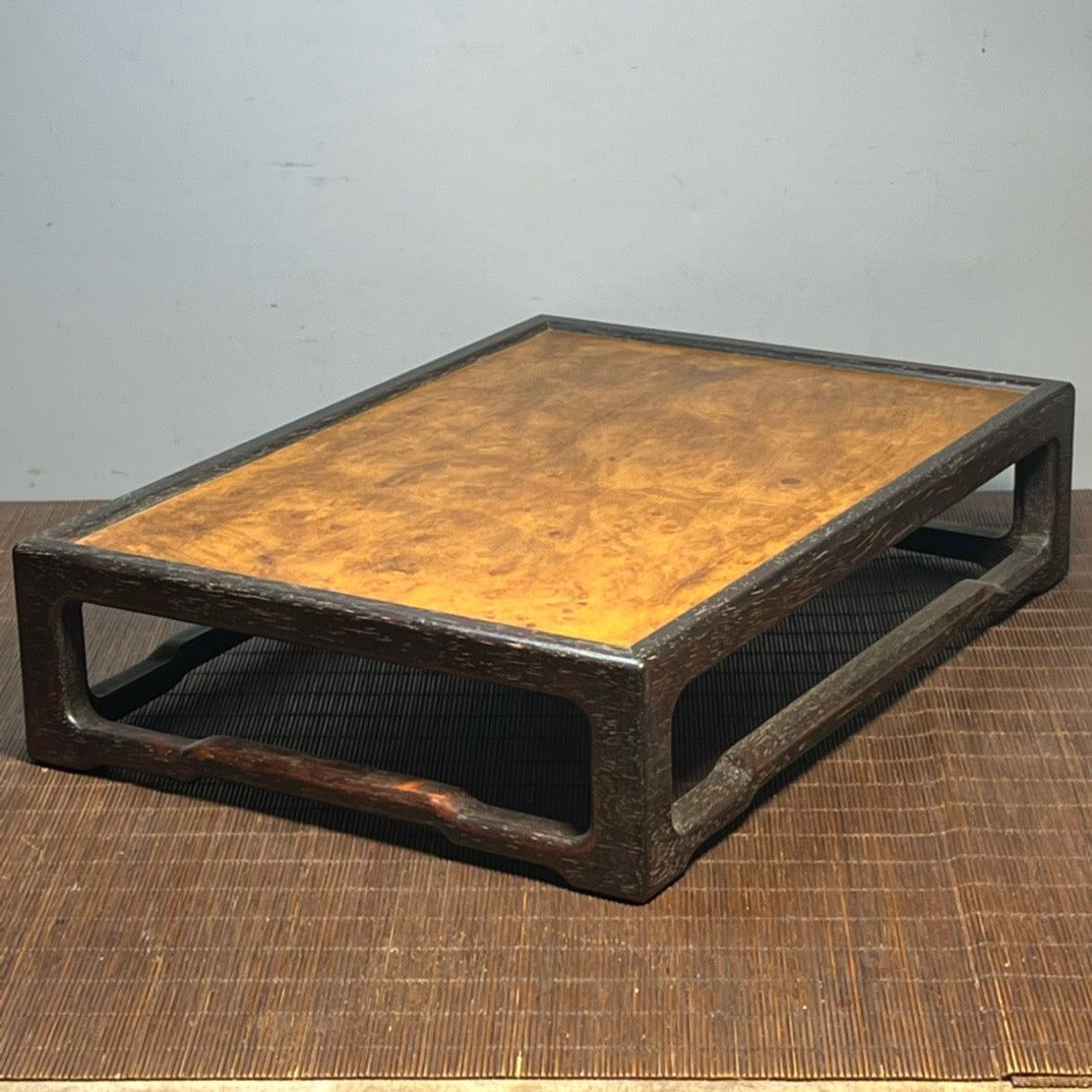 Chinese antique blood sandalwood inlaid with nanmu carving base