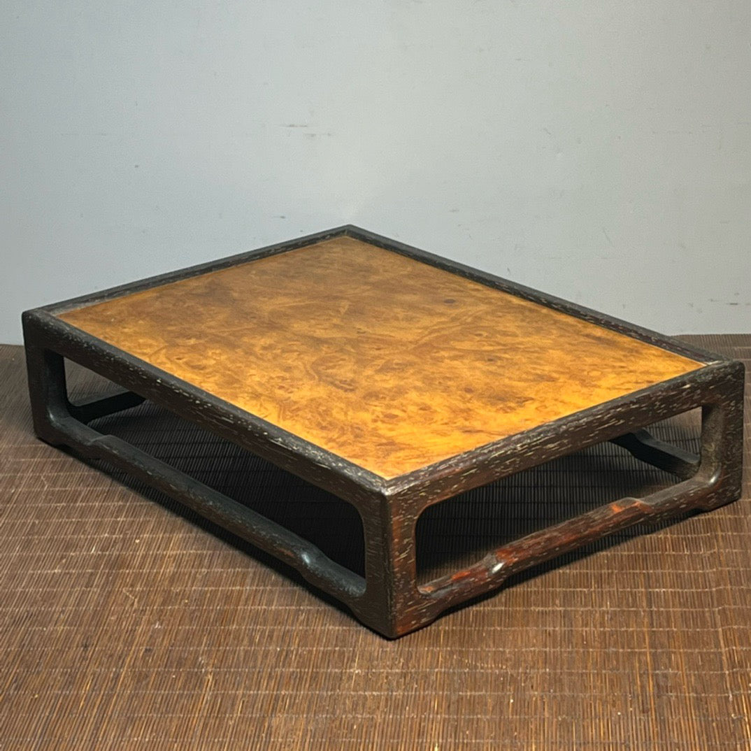 Chinese antique blood sandalwood inlaid with nanmu carving base