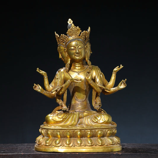 Chinese antique pure copper statue of the Holy Mother Buddha