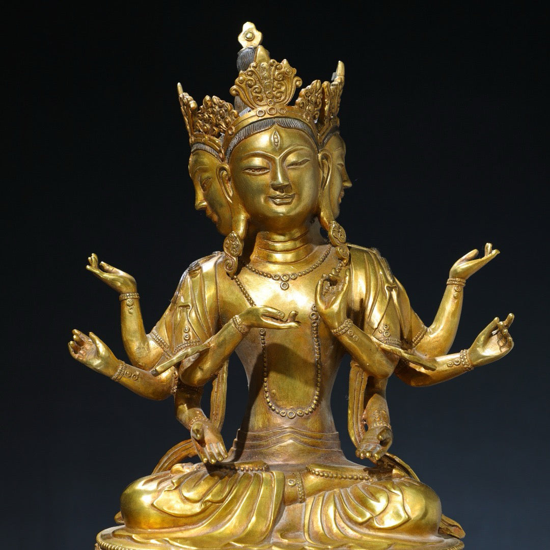 Chinese antique pure copper statue of the Holy Mother Buddha