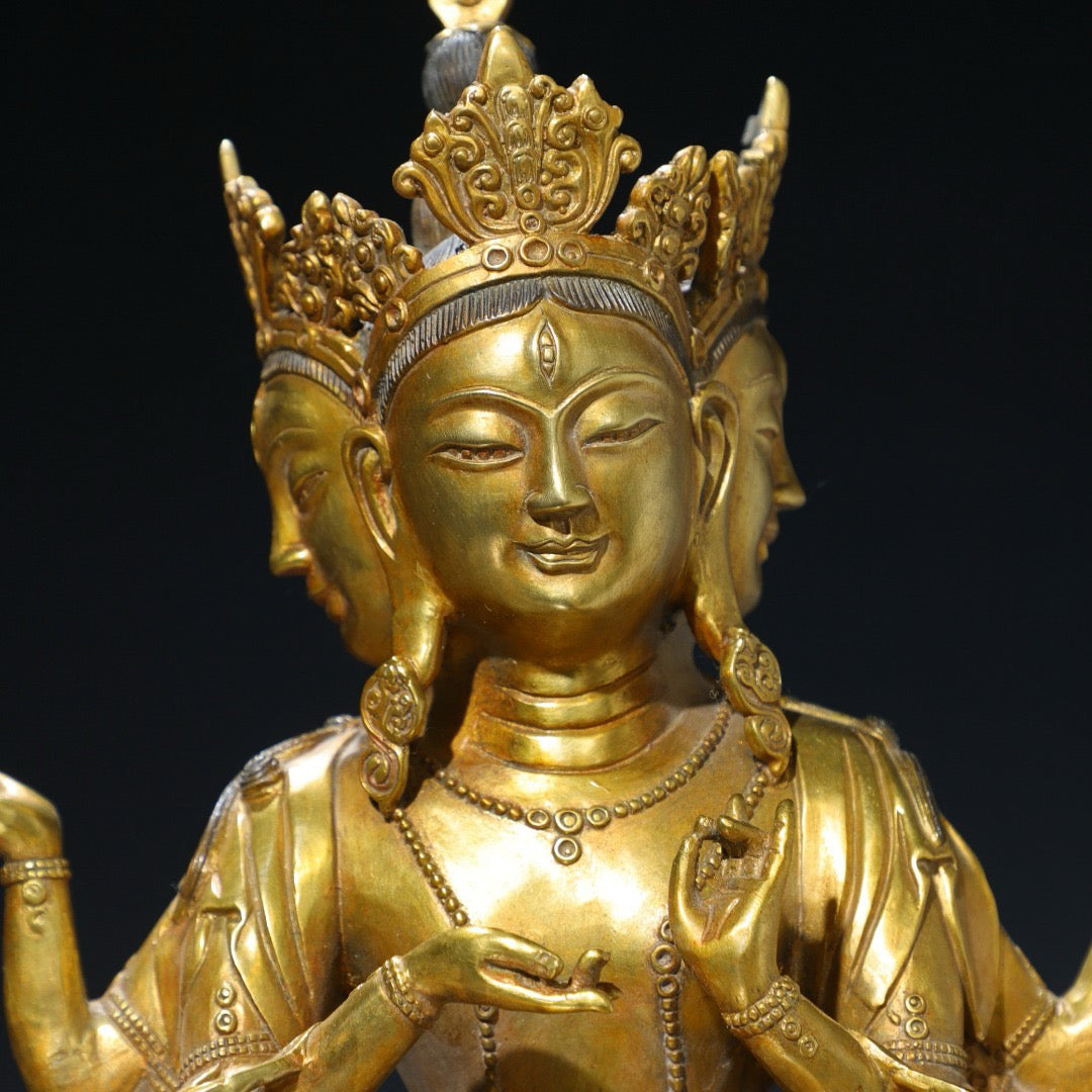Chinese antique pure copper statue of the Holy Mother Buddha