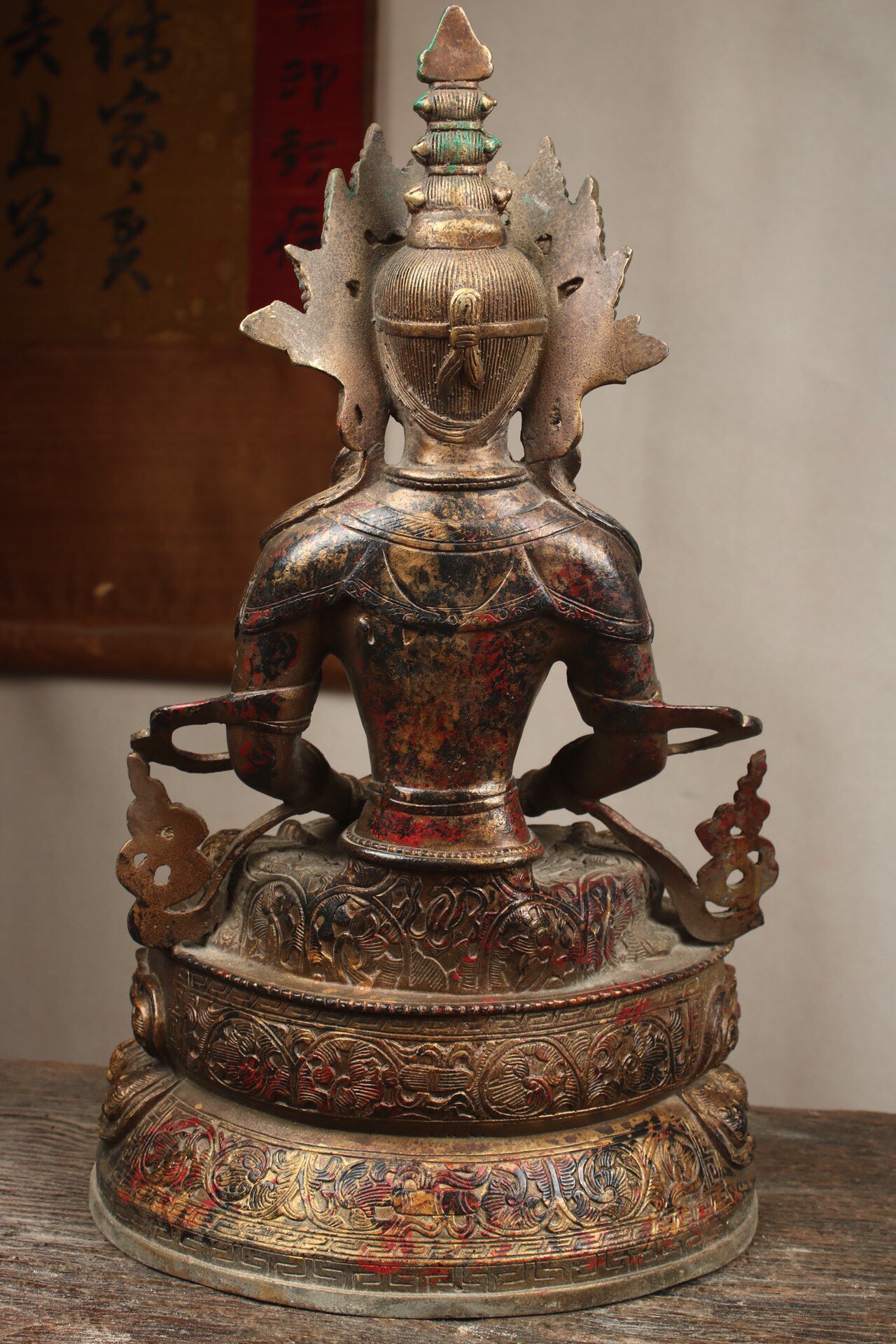 Chinese antique pure copper longevity Buddha statue