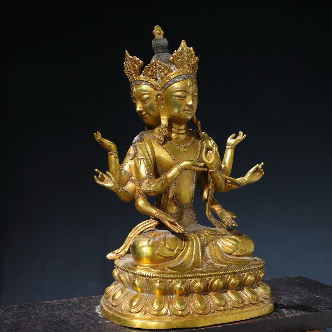 Chinese antique pure copper statue of the Holy Mother Buddha