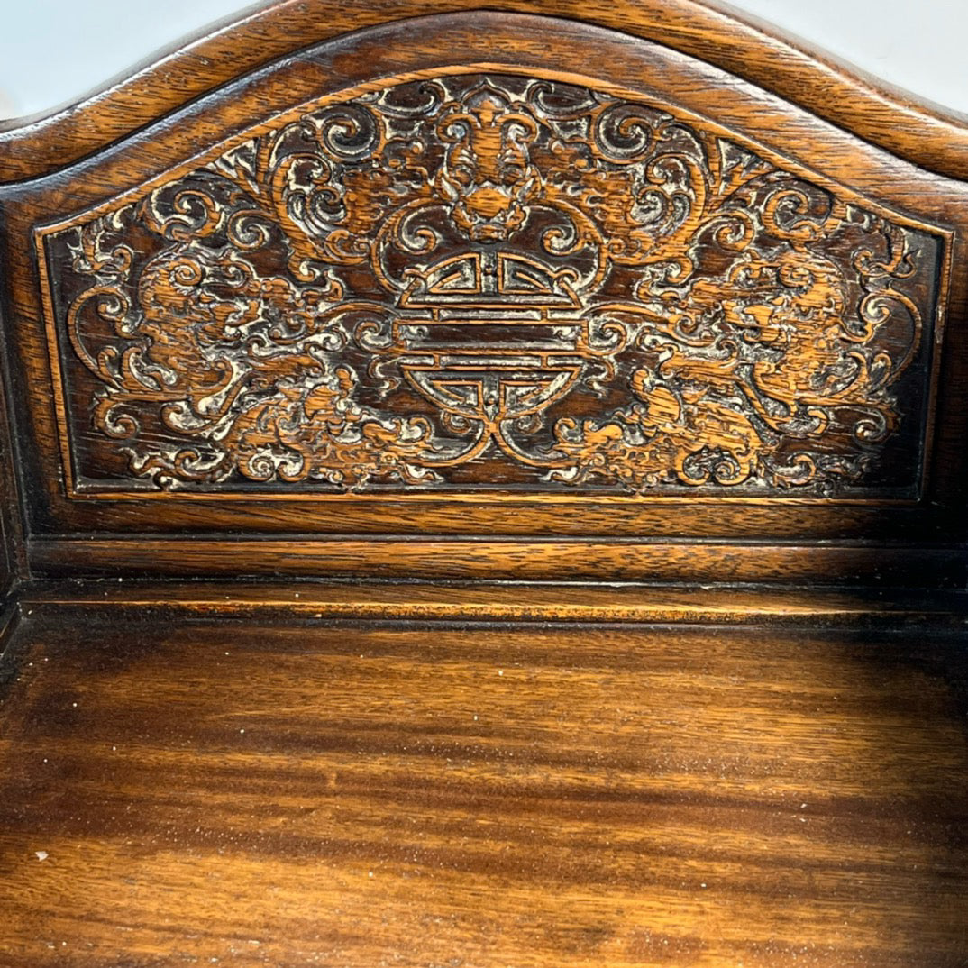 Chinese antique rosewood carved three drawn Buddhist niche ornaments