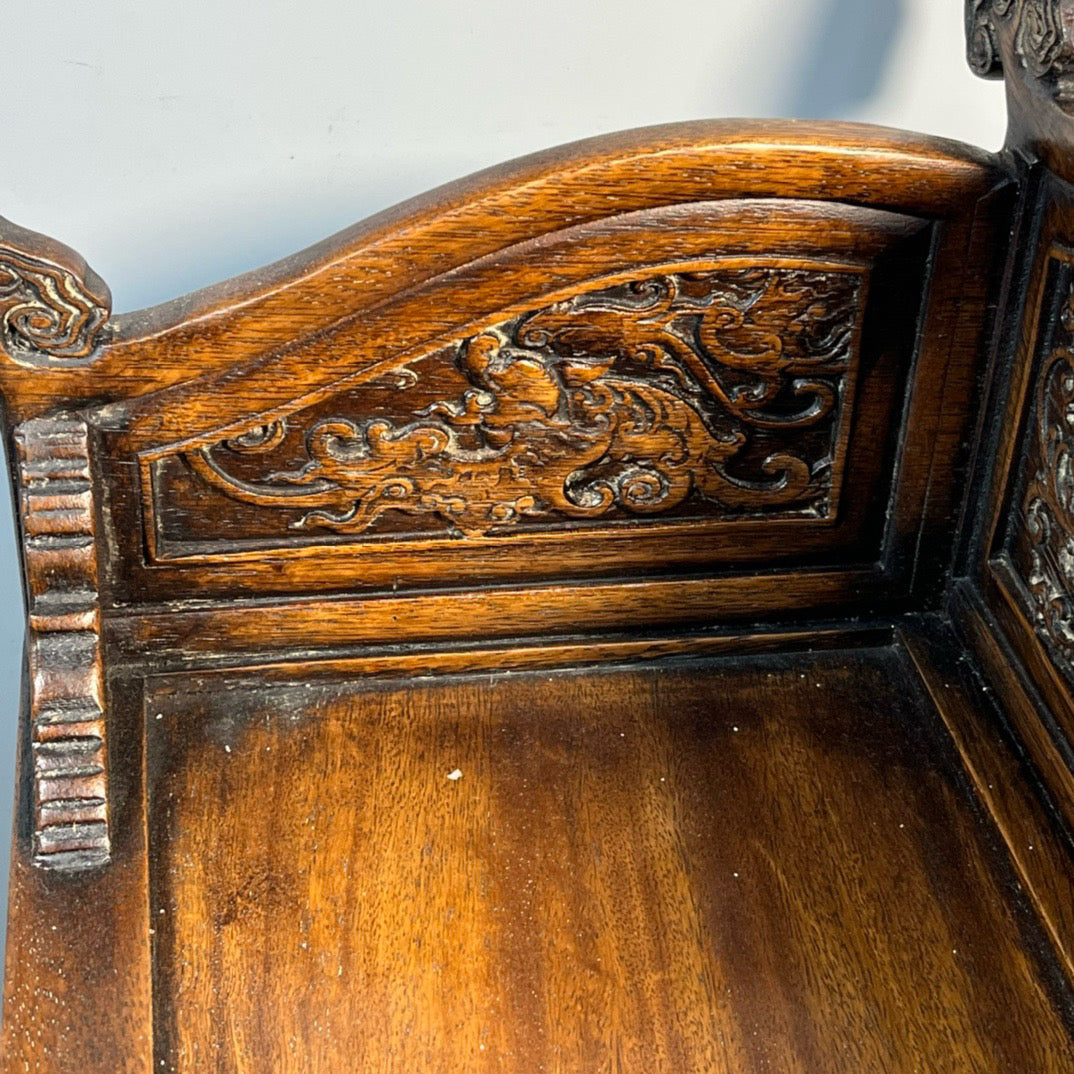 Chinese antique rosewood carved three drawn Buddhist niche ornaments