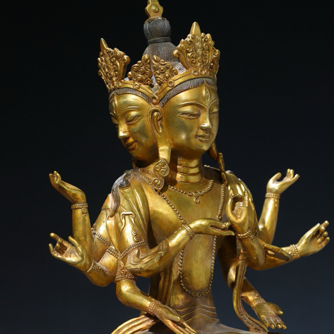 Chinese antique pure copper statue of the Holy Mother Buddha