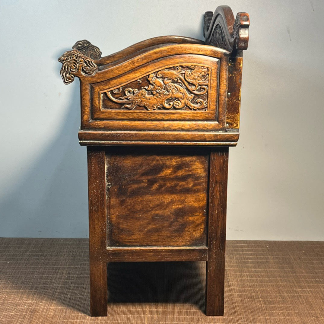 Chinese antique rosewood carved three drawn Buddhist niche ornaments