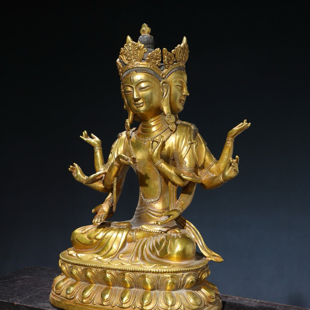 Chinese antique pure copper statue of the Holy Mother Buddha
