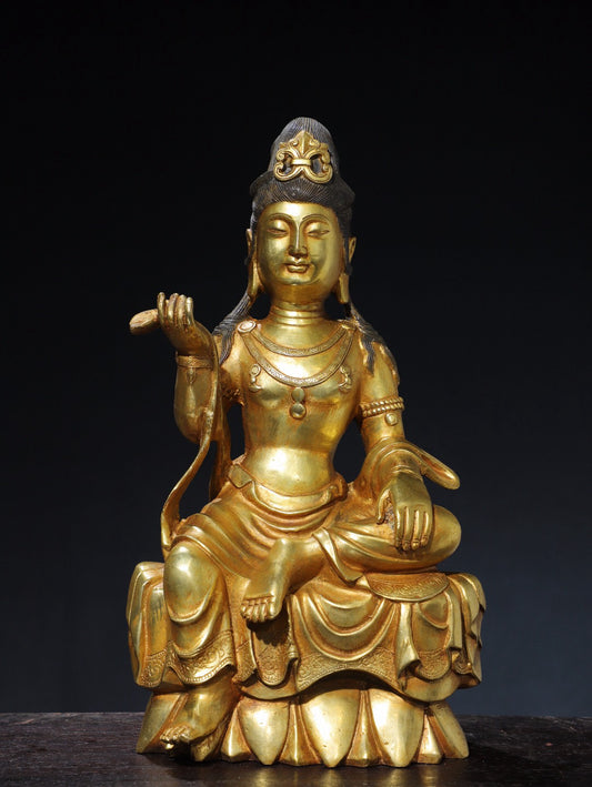 Chinese antique pure copper statue of the free Guanyin Buddha
