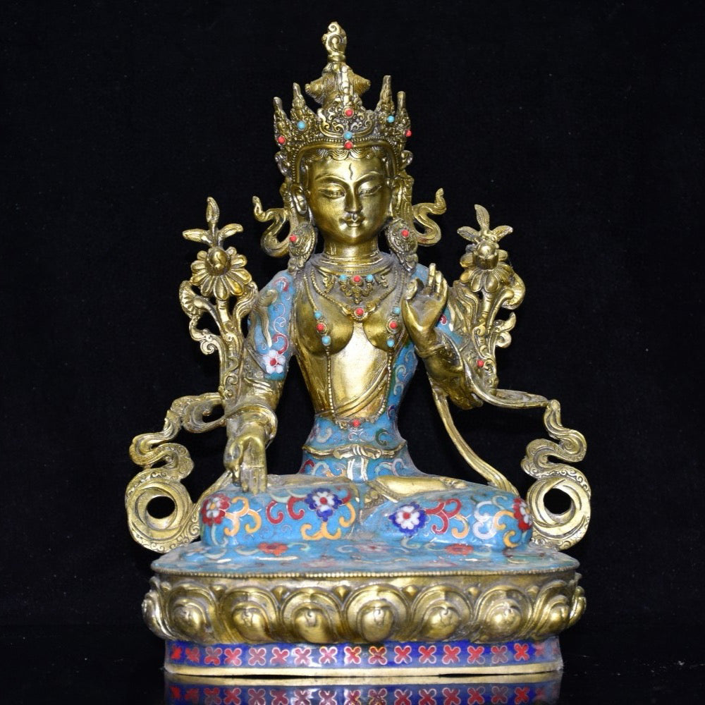 Pure copper cloisonn é Buddha statue ornament