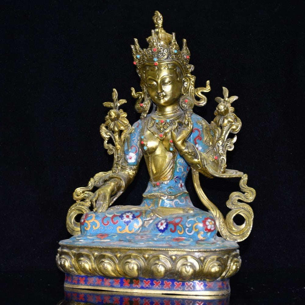 Pure copper cloisonn é Buddha statue ornament