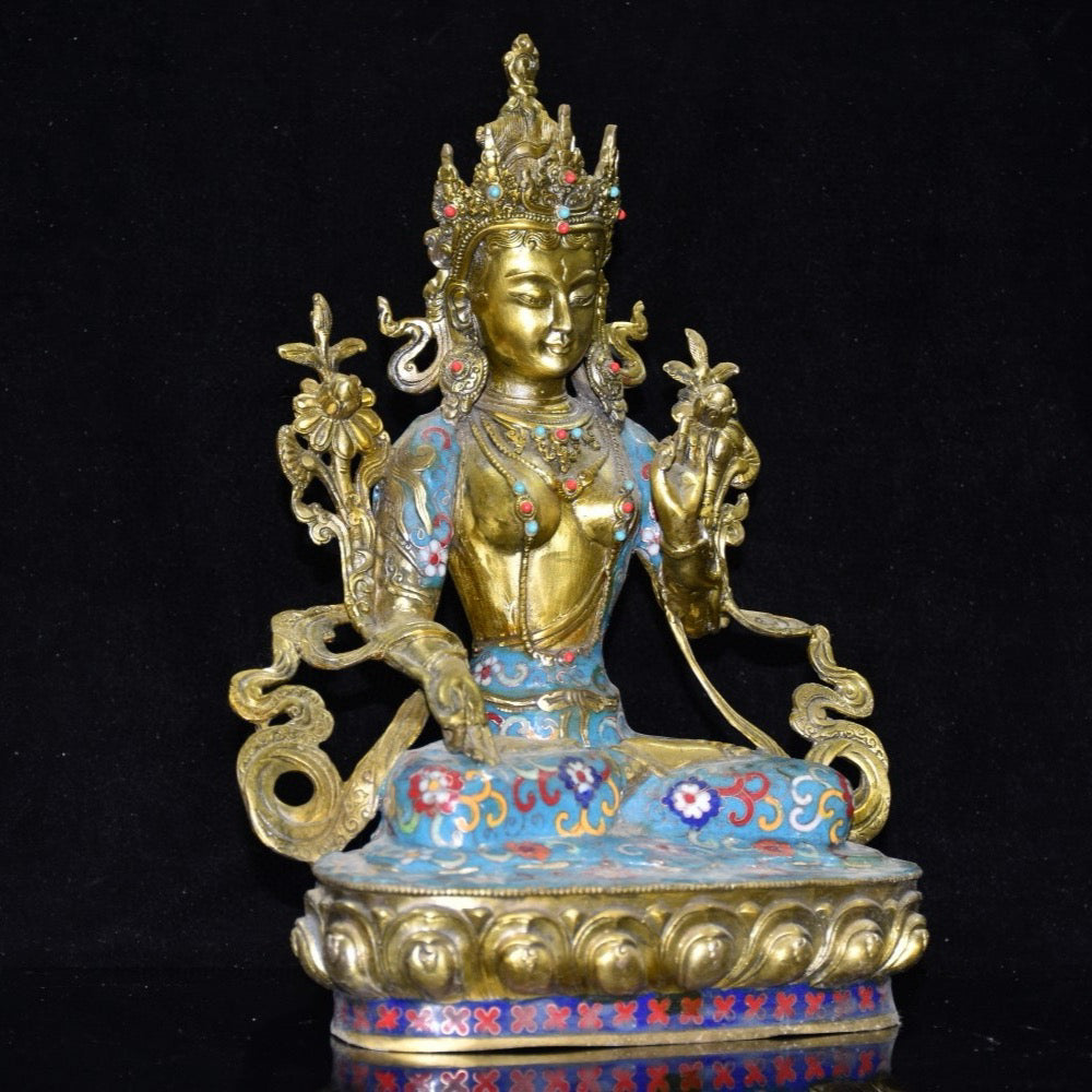 Pure copper cloisonn é Buddha statue ornament
