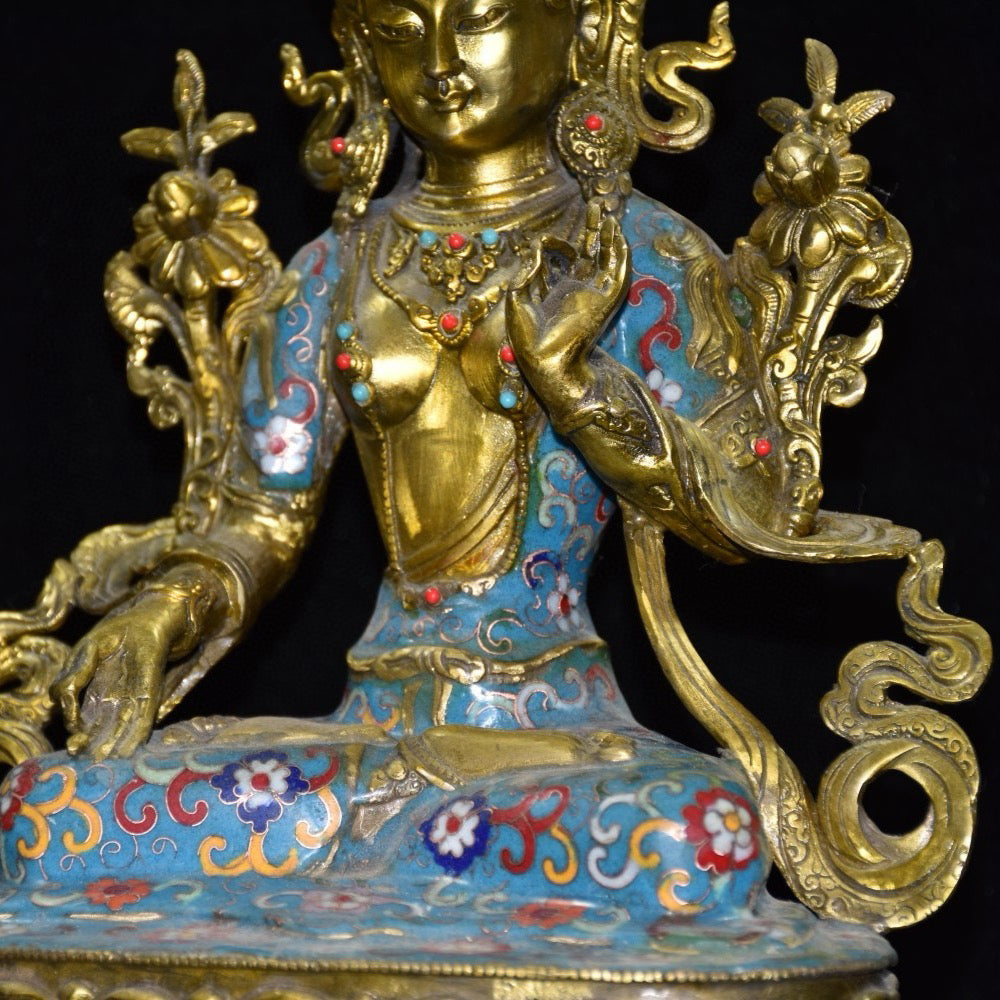 Pure copper cloisonn é Buddha statue ornament
