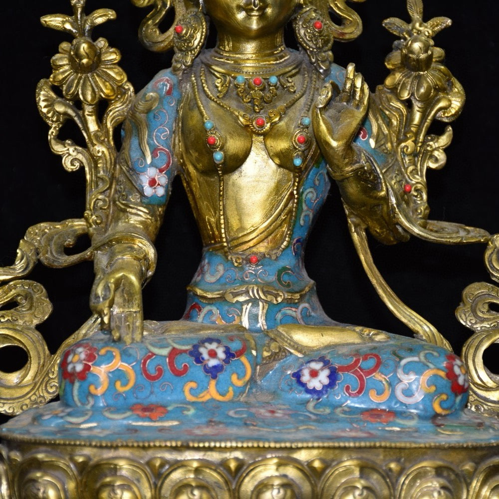 Pure copper cloisonn é Buddha statue ornament