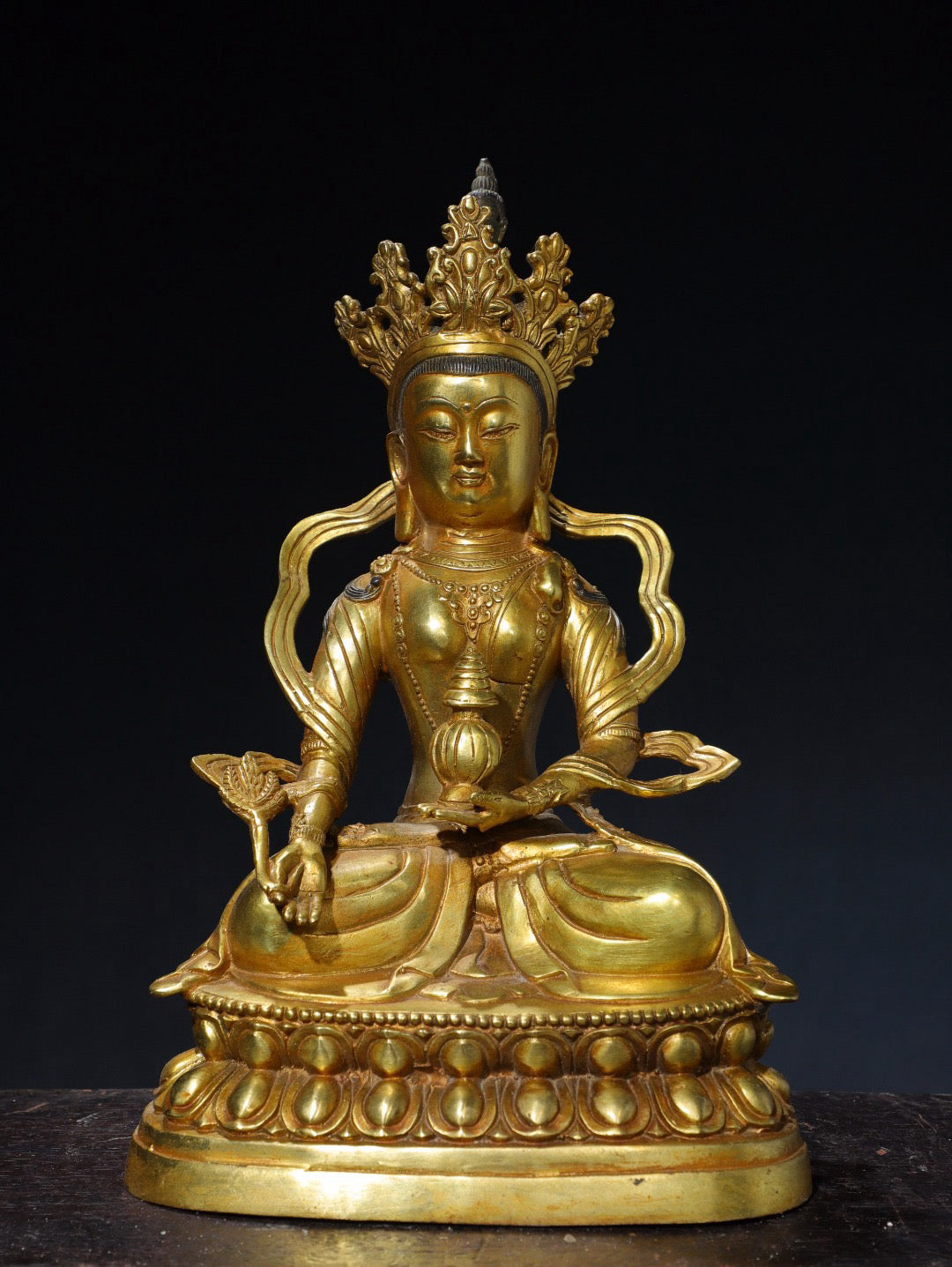 Chinese antique pure copper longevity Buddha statue