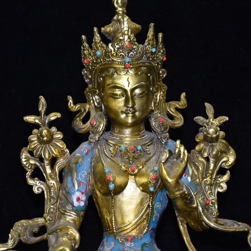 Pure copper cloisonn é Buddha statue ornament